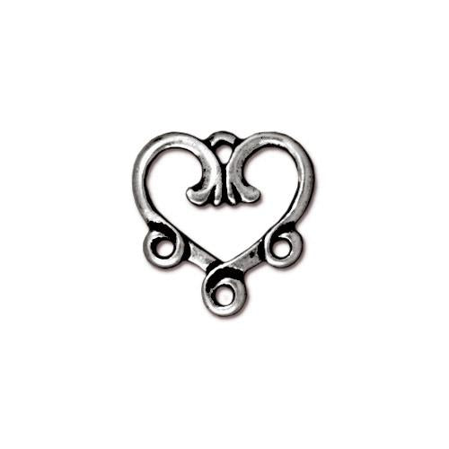 Vine heart link metal antique silver plated 13mm (1)