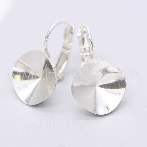 Buy Cupped earring setting for Swarovski 4470 12mm silver plated (2)