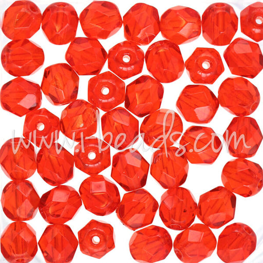 Czech fire-polished beads hyacinth orange 6mm (50)