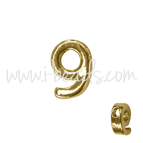 Buy Letter bead number 9 gold plated 7x6mm (1)