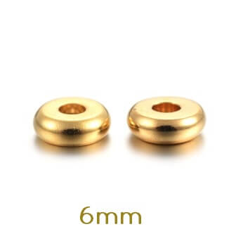 Buy Stainless Steel Heishi Beads Separators GOLD, Flat Round, 6mm, Hole: 1.8mm (10)
