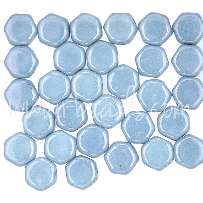 Honeycomb beads 6mm blue luster (30)