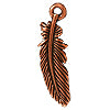 Buy Feather charm metal antique copper plated 22mm (1)