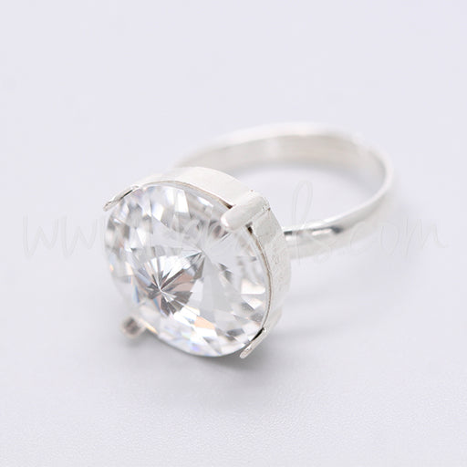 Adjustable ring setting for Swarovski 1122 rivoli 12mm silver plated (1)