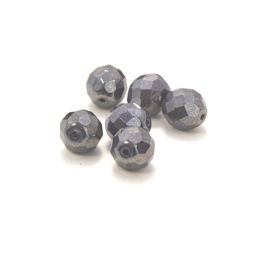 Czech fire-polished beads hematite 12mm (6)