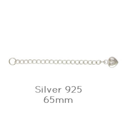 Sterling silver extender chain with pufffed heart 65mm (1)