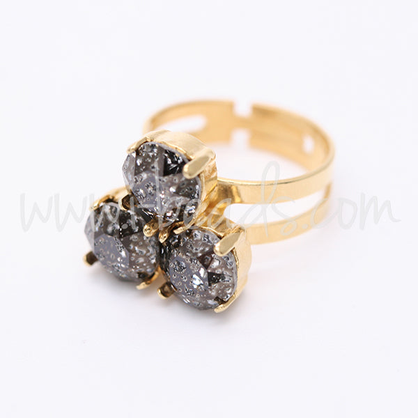 Adjustable ring setting for 3 Swarovski 1088 SS39 gold plated (1)