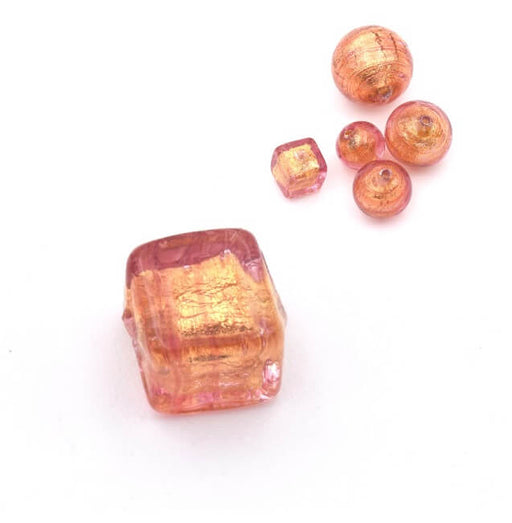 Buy Murano bead cube copper and gold 6mm (1)