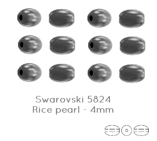 Buy 5824 Swarovski rice Dark Grey Pearl 4mm - 0.4mm (20)