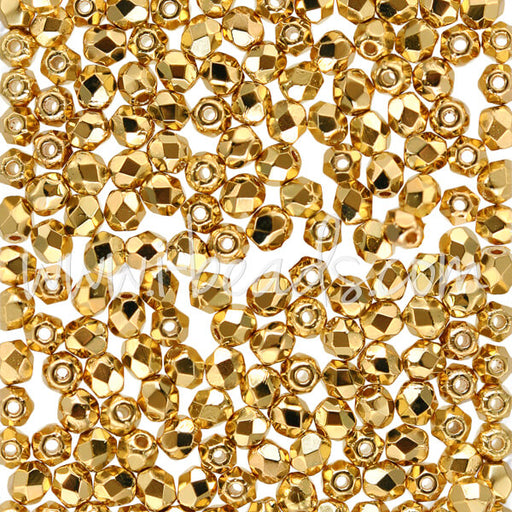 Buy Czech fire-polished beads gold plated 24k 3mm (50)