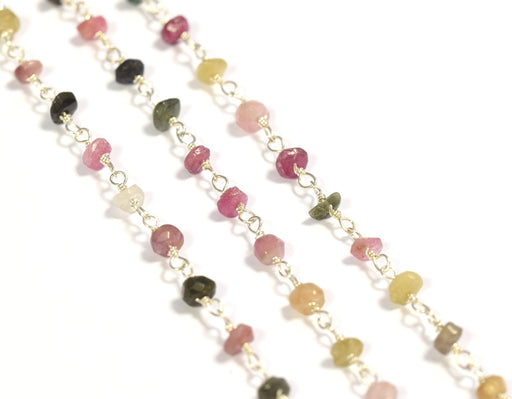 Buy Rosary chain Silver and tourmaline beads 3 mm (10cm)