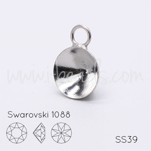 Pendant setting cupped for Swarovski 1088 SS39 rhodium (1)