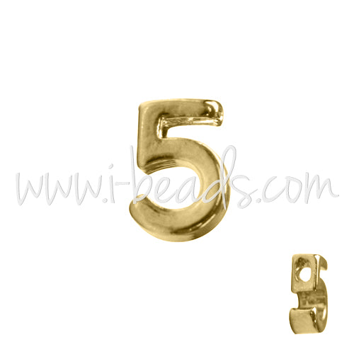 Letter bead number 5 gold plated 7x6mm (1)