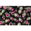 cc2204 - Toho beads 6/0 silver lined frosted olivine/pink (10g)