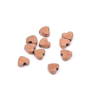 Buy Reconstituted Hematite AA Grade HEART Plated dark Rose Gold - 6mm Hole: 1mm (Sold by 10 units)