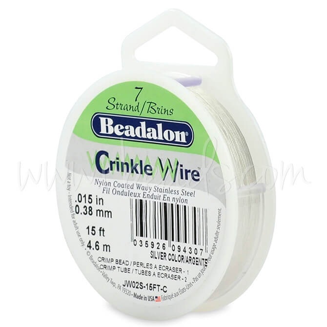 Beadalon bead stringing crinkle wire 7 strands silver 0.38mm, 4.6m (1)