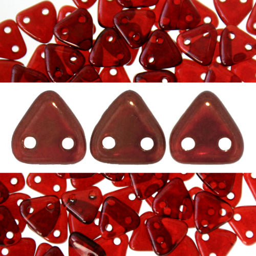 Buy 2 holes CzechMates triangle silversheen ruby 6mm (10g)