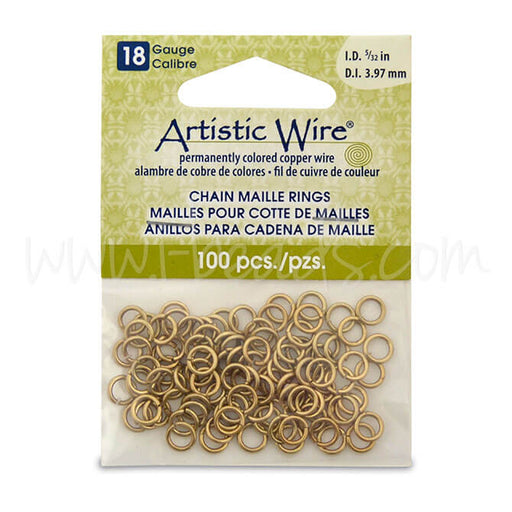 Buy Beadalon 100 artistic wire chain maille rings non tarnished brass plated 18ga 5/32&quot; 3.97mm (1)