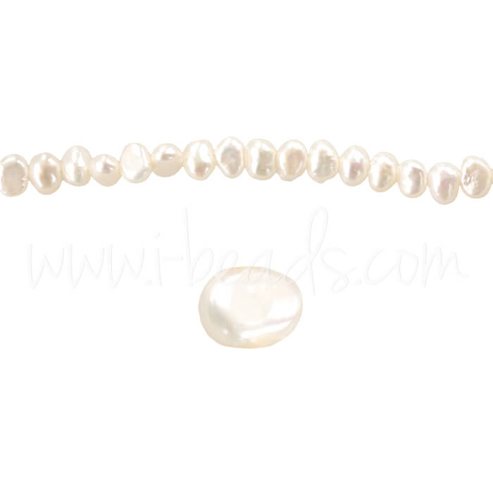 Freshwater pearls button nugget shape white 4.5mm (1)