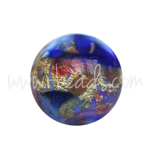 Buy Murano bead round multicolour blue and gold 10mm (1)