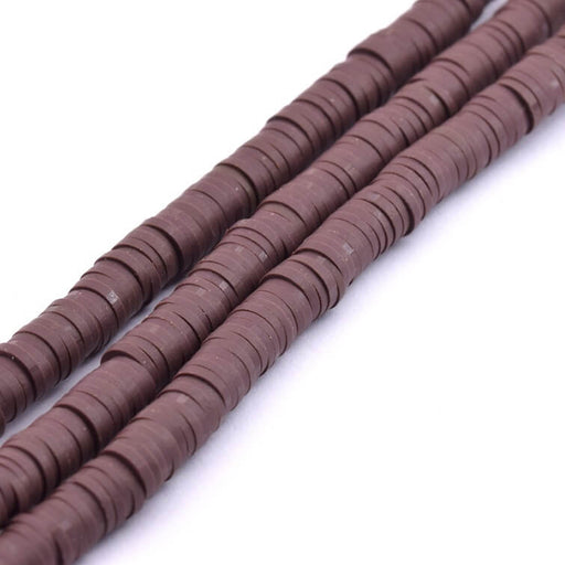 Buy Heishi bead 6x0.5-1mm - chocolate brown polymer clay (1 strand - 43cm)