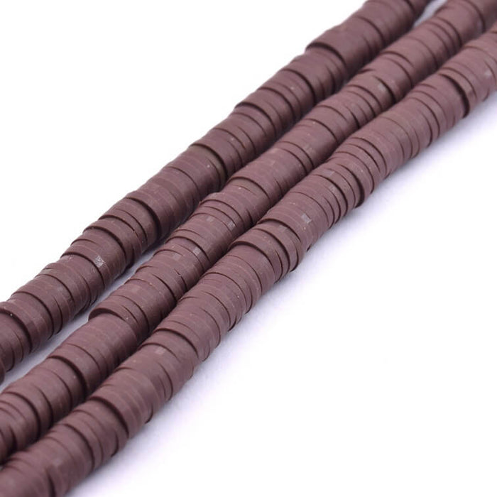 Heishi bead 6x0.5-1mm - chocolate brown polymer clay (1 strand - 43cm)