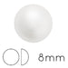 Round cabochon Preciosa White 8mm (4)