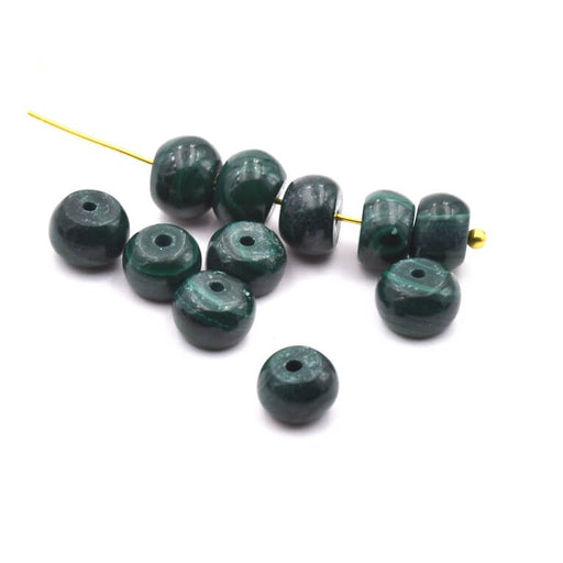 Buy Donut Rondelle Beads Natural Malachite 6x4mm - Hole: 0.8mm (10)