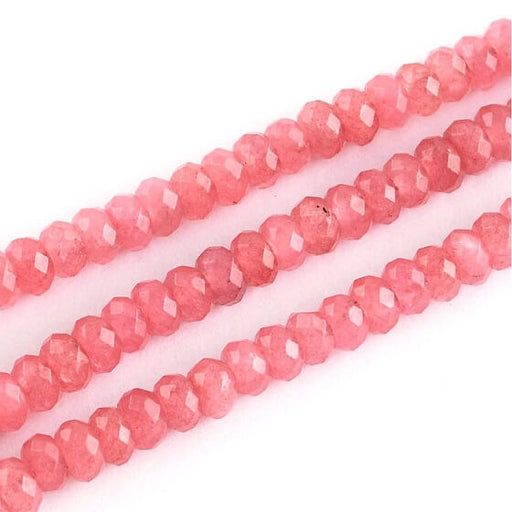 Buy Jade faceted rondelle bead dyed Pink 4x2mm (1 strand-35cm)