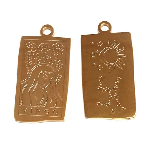 Constellation Zodiac Medal Stainless Steel Gold Virgo 23x13mm (1)