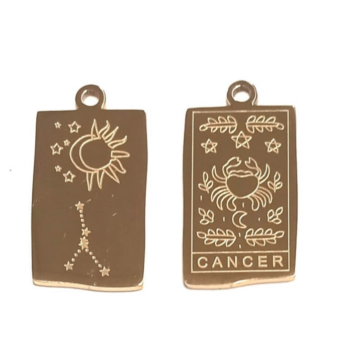 Constellation Zodiac Medal Stainless Steel Gold Cancer 23x13mm (1)