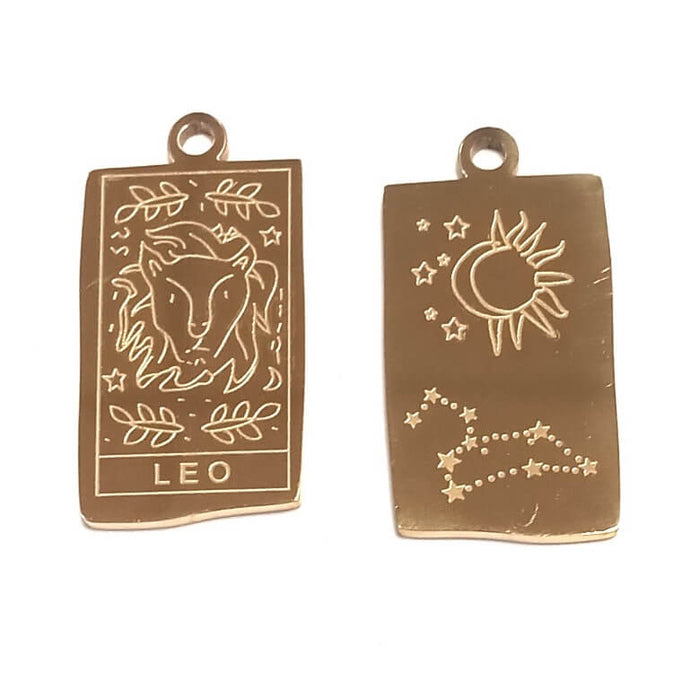 Constellation Zodiac Medal Stainless Steel Gold Leo 23x13mm (1)